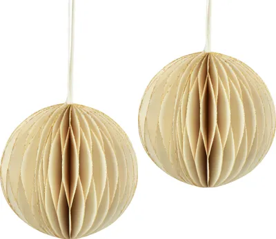 Produktbild von Wabenbälle Deko Weihnachten Vintage Creme Gold Ø8cm 4er Set, 4 Stück