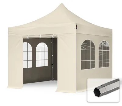 Immagine prodotto di TOOLPORT 3x3m gazebo pieghevole con laterali (finestre), PREMIUM acciaio, crema