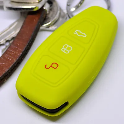 Produktbild von Auto Schlüssel Hülle Silikon Schutz Cover Apfelgrün kompatibel mit Ford C-Max S-Max B-Max Galaxy Focus Mondeo Fiesta Kuga 3 Tasten KEYLESS SMARTKEY