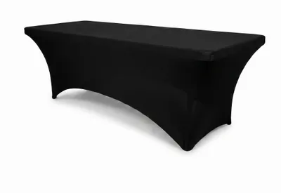 Produktbild von IvoQ Luxus Stretch-Tischtuch Schwarz - 183 x 76 x 76 cm - Für Klapptisch, Buffettisch & Partytisch - Rechteckig - Knitterfrei