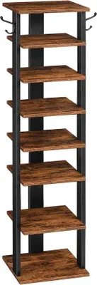 Image de Étagère à chaussures 8 niveaux, étroite, marron et noir