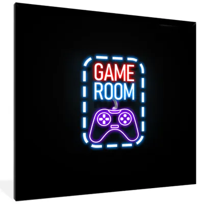 Produktbild von MuchoWow® Gerahmtes Poster Neon - Zitate - Spielzimmer - Controller - Schwarz 40x40 cm - Poster mit Schwarzem Bilderrahmen Wandposter Rahmen Foto Bilder - Mit Rahmen - Wanddekoration Schlafzimmer