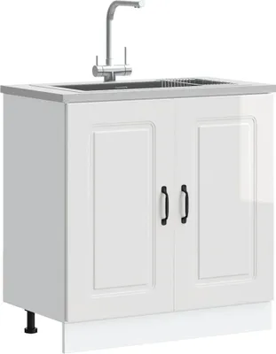 Produktbild von Möbel Spülenunterschrank Kalmar Hochglanz-Weiß 80x46x81,5 cm - Küchenschränke &20675