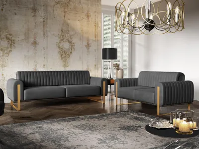 Produktbild von Sofaset Designersofas VALERIE 3-2 in Stoff Stoff Elisa Velvet Anthrazit