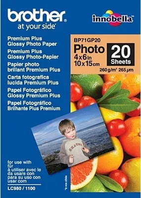 Produktbild von Brother BP71GP20 Premium Glossy Photo Paper, 102 x 152 mm