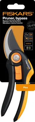 Produktbild von Fiskars Plus Bypass-Gartenschere P521, Bypass, Kunststoff, Schwarz, Orange, Stahl, Schwarz/Edelstahl, 201 mm