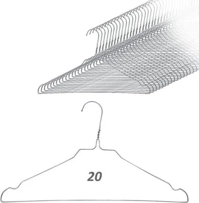 Produktbild von Kleiderbügel, 40 cm - aus Metall, mit Hosenstange und Rockfalten - platzsparend - Set mit 20 Stück - ServiceTopper