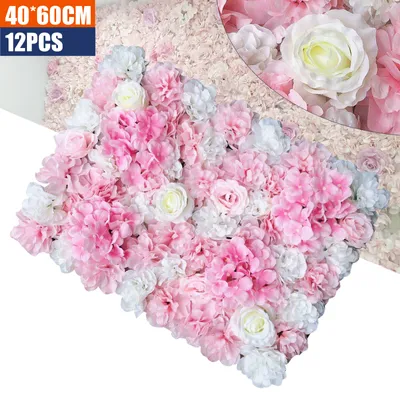 Produktbild von 12x Künstliche Blumenwand wandpaneel   DIY Hochzeit Hintergrund Nachbildung Blumenpaneel    Seidenblume Kunstblumenwand