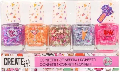 Produktbild von Canenco Create It! Nail Polish Confetti, Nagellack, Lila, Orange, Pink, Violett, Violett, 5 Stück(e), Pinsel, Flasche, 125 mm