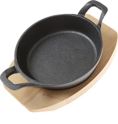 Feuerpfännchen Ø 15 cm mit 2 Henkel - Gusspfanne aus hochwertigem Gusseisen - Servierpfanne
