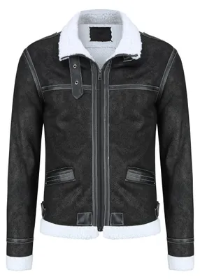 Image de Manteau en simili cuir pour homme, orné de textures, idéal pour l'hiver