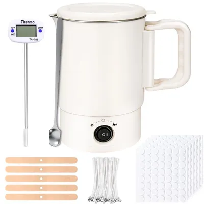 Wachsschmelzgerät 800 ml mit Thermometer, 100 Dochten & Zubehör
