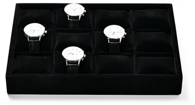 Image de Boîte de rangement pour bijoux en velours noir, avec 12 compartiments