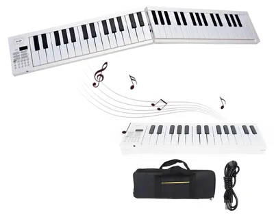 Image de Piano pliable avec 61 touches - Piano portable - Taille réelle - Inclus sac de transport