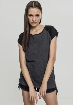 Obrázek produktu pro Dámské tričko Urban Classics Ladies Contrast Raglan Tee charcoal/black - 4XL