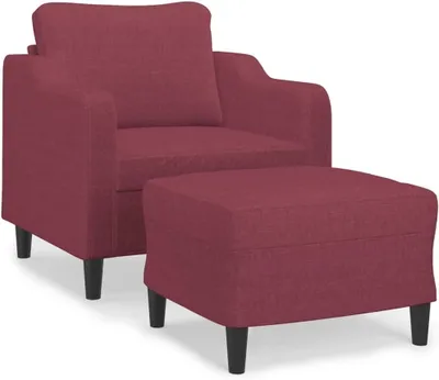 Produktbild von Weinroter Sessel mit Hocker, 60 cm, Stoff, 21.35kg