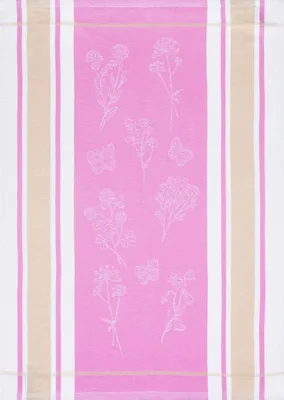 Produktbild von Kracht - Geschirrtuch Halbleinen - Jacquard Qualität - Wildblumen, pink