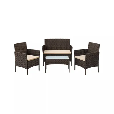 Produktbild von In And OutdoorMatch Balkonmöbel Margaretta - Gartenmöbel-Set - aus PE-Polyrattan - Lounge-Set - Terrassenmöbel - Outdoor - für Terrasse - Balkon - Garten - Braun/Taupe