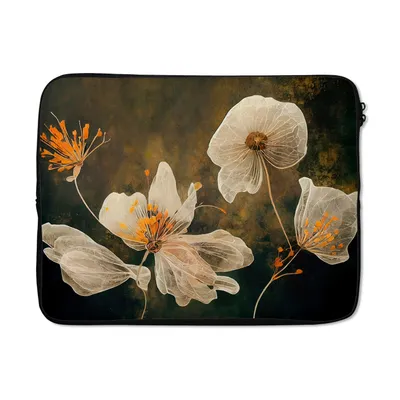 Produktbild von MuchoWow® Laptop Hülle 17 Zoll Laptoptasche Blumen - Pflanzen - Natur - Illustration - Zipper - Schutzabdeckung