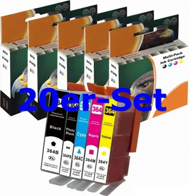 Produktbild von D&C Tintenpatronen ersetzt HP 364x-20er Set (B/C/M/Y)