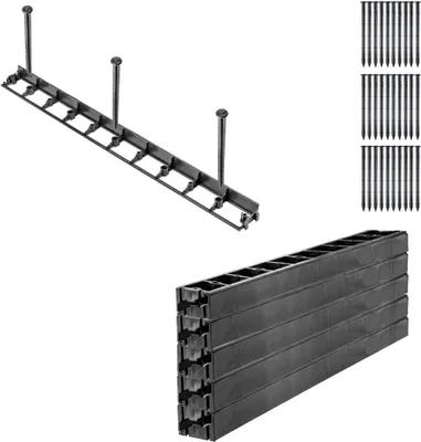Produktbild von KADAX Rasenkante mit 30 Nägel "Raberg", Beeteinfassung aus Kunststoff mit Click-System, Schwarz, 45 mm, 10 Stück