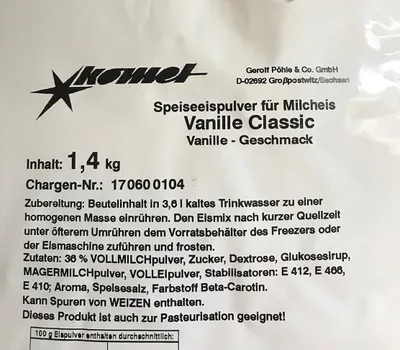 Produktbild von Komet Vanille 1,4 Kg Eispulver Softeispulver Speiseeispulver Eismaschine