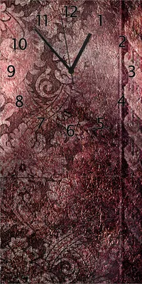 Produktbild von Wallario Design Wanduhr bedruckt, Größe 30 x 60 cm, Motiv: Schnörkelmuster in rot