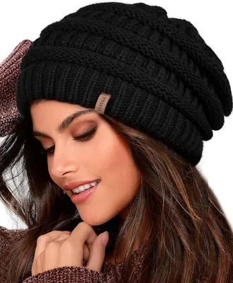 Produktbild von Damen-Mütze – warme Wintermütze mit weichem Innenfutter – gefütterte Strickmütze