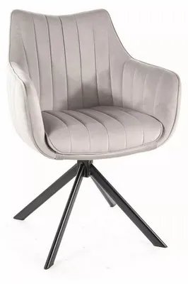 Image de Fauteuil pivotant en velours "Azalia" - Velvet - Gris clair - l 61 x H 86 cm