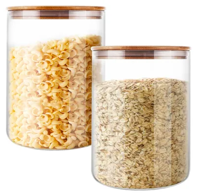 Vorratsgläser 2er-Set mit Bambusdeckel, 3 l, luftdicht