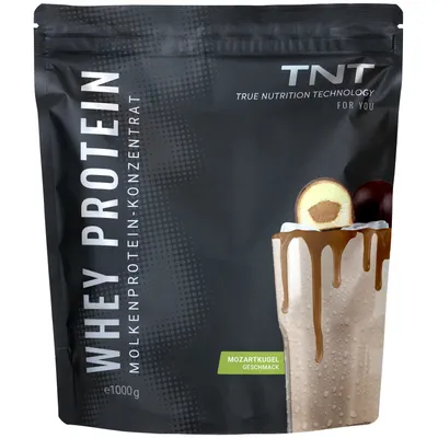 Produktbild von TNT Whey Protein Pulver (1000g) - Mozartkugel - Molkenprotein-Konzentrat mit Laktase - Leckerer Eiweißshake