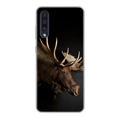 Produktbild von MuchoWow® Handyhülle Schutzhülle Hülle für Samsung Galaxy A30s Elch - Geweih - Porträt Silikon Softcase Handy Hülle - Karteninhaber