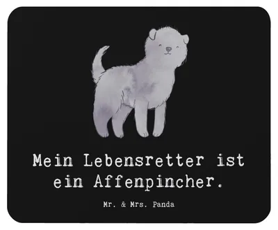 Produktbild von Mr. & Mrs. Panda Mouse Pad Affenpincher Lebensretter - Schwarz - Geschenk, computer mauspad, Mousepad, laptop, gummi