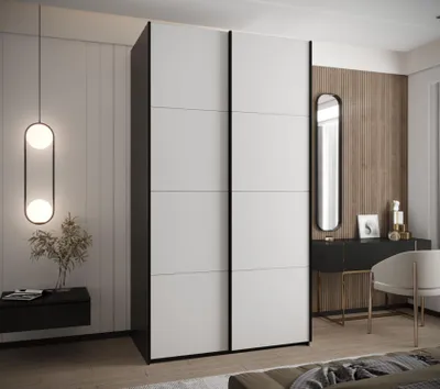 Produktbild von Zweitüriger Kleiderschrank SAMARA 1 - 160 cm, schwarz/weiß/schwarz