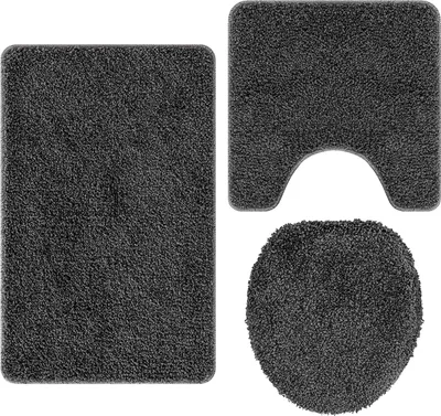 Immagine prodotto di vidaXL Set di tappetini antiscivolo per bagno, 3 pezzi, grigio scuro, 50 x 80 cm, in PP