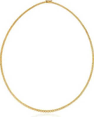 Produktbild von Funkelndes Feuer Stylische 9 Karat (375) Gold Damen - Diamant Halskette Brillant-Schliff 0.65 Karat HI - I1 - 42cm; TRS354319KY