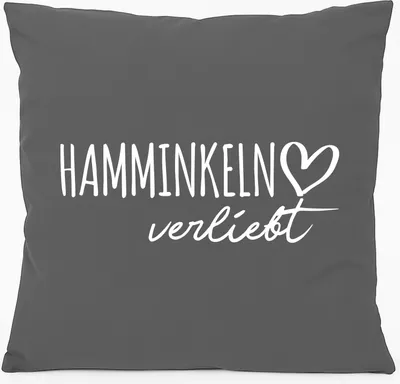 Produktbild von Huuraa Kissen Hamminkeln verliebt 40x40cm mit Füllung Steel Grey Baumwolle Dekokissen Geschenkidee