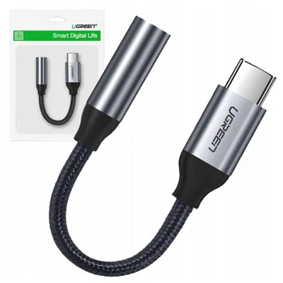 Image de Ugreen 3,5-mm-Mini-Anschluss für USB-Typ-C-Adapter für Kopfhörer – 10 cm – Grau KP28045
