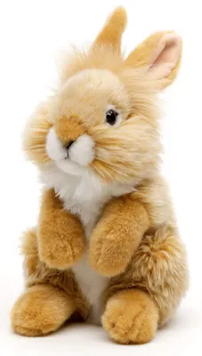 Produktbild von Uni-Toys - Angorakaninchen beige, stehend - 18 cm (Höhe) - Plüsch-Hase, Kaninchen - Plüschtier, Kuscheltier
