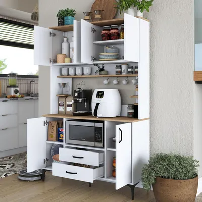 Immagine prodotto di Mairag - Credenza, 120x40x184h cm Bianco, 4 Ripiani
