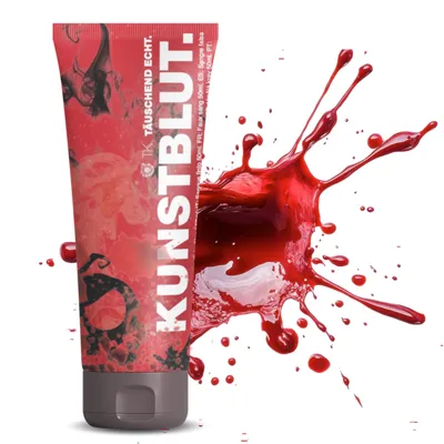 Zdjęcie produktu dla 50 ml sztucznej krwi - sztuczna krew do makijażu i przebierania się na Halloween i karnawał - zmywalna i zwodniczo prawdziwa