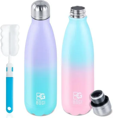 Produktbild von Edelstahl-Isolierflasche 500ml, doppelwandig, BPA-frei, für Schule und Sport