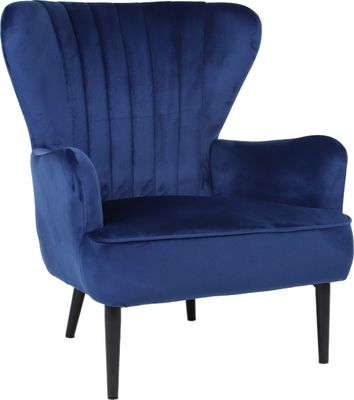 SVITA ARTHUR Sessel Relaxsessel Ohrensessel Modern Gepolstert Samt Dunkelblau