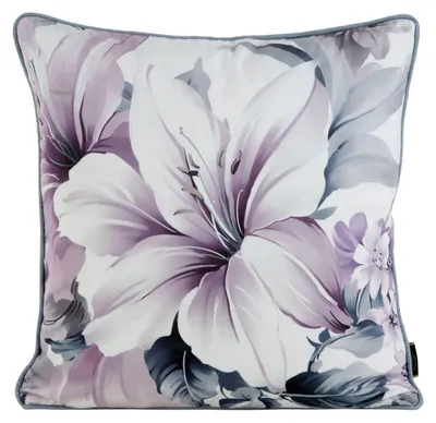 Zdjęcie produktu dla Poszewka na poduszkę welurowa 45x45 cm fioletowa w kwiaty