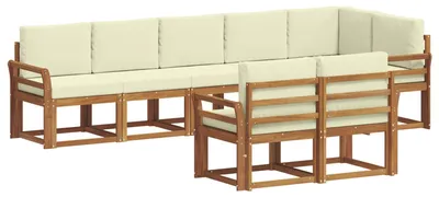 Immagine prodotto di vidaXL Set divani da esterno con cuscini 8 pezzi Naturale e Crema