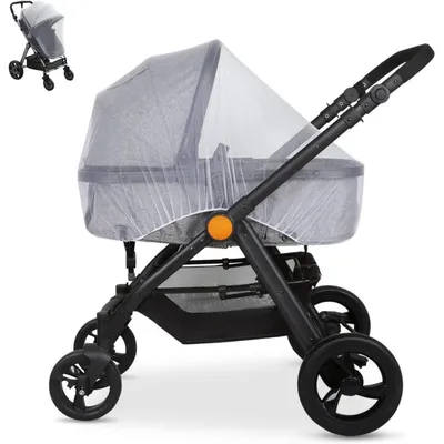 Image de Moustiquaire pour poussette, protection contre les insectes, moustiquaire universelle, couleur blanche, en mesh polyester