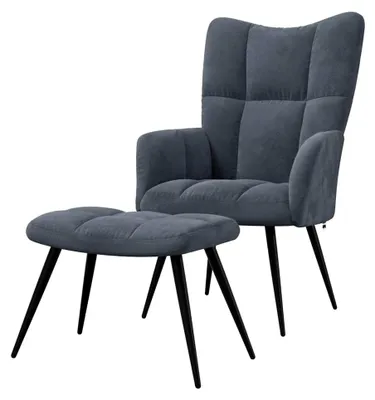 Produktbild von Relaxsessel mit Hocker in Dunkelgrau aus Samt