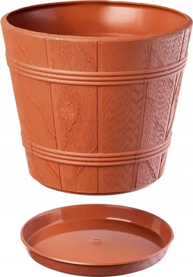 Obrázek produktu pro Květináč - plastový - 17 cm - vzhled dřeva