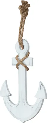 Produktbild von Anker H47cm inkl. Tau Weiß Holz Shabby Chic Vintage Wanddeko Wandbild Maritim