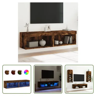 Produktbild von The Living Store TV-Schränke mit LED-Leuchten 2 Stk. Räuchereiche 60x30x30 cm
